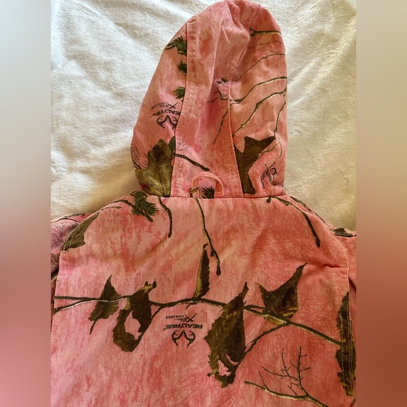 C.E. Schmidt Workwear Real Tree Sherpa Lined Pink Canvas Coat EUC Kids Small - Picture 9 of 9